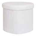 Medford Pouf – Weiß, Polyester/Schaum/Sperrholz, 36,5 x 42,5 x 37,5 cm