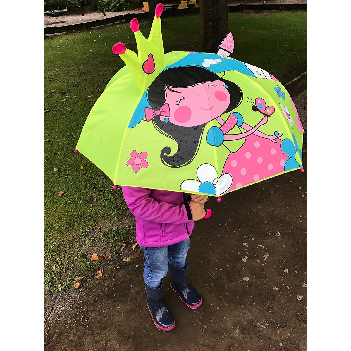Regenschirm Prinzessin grün/gelb