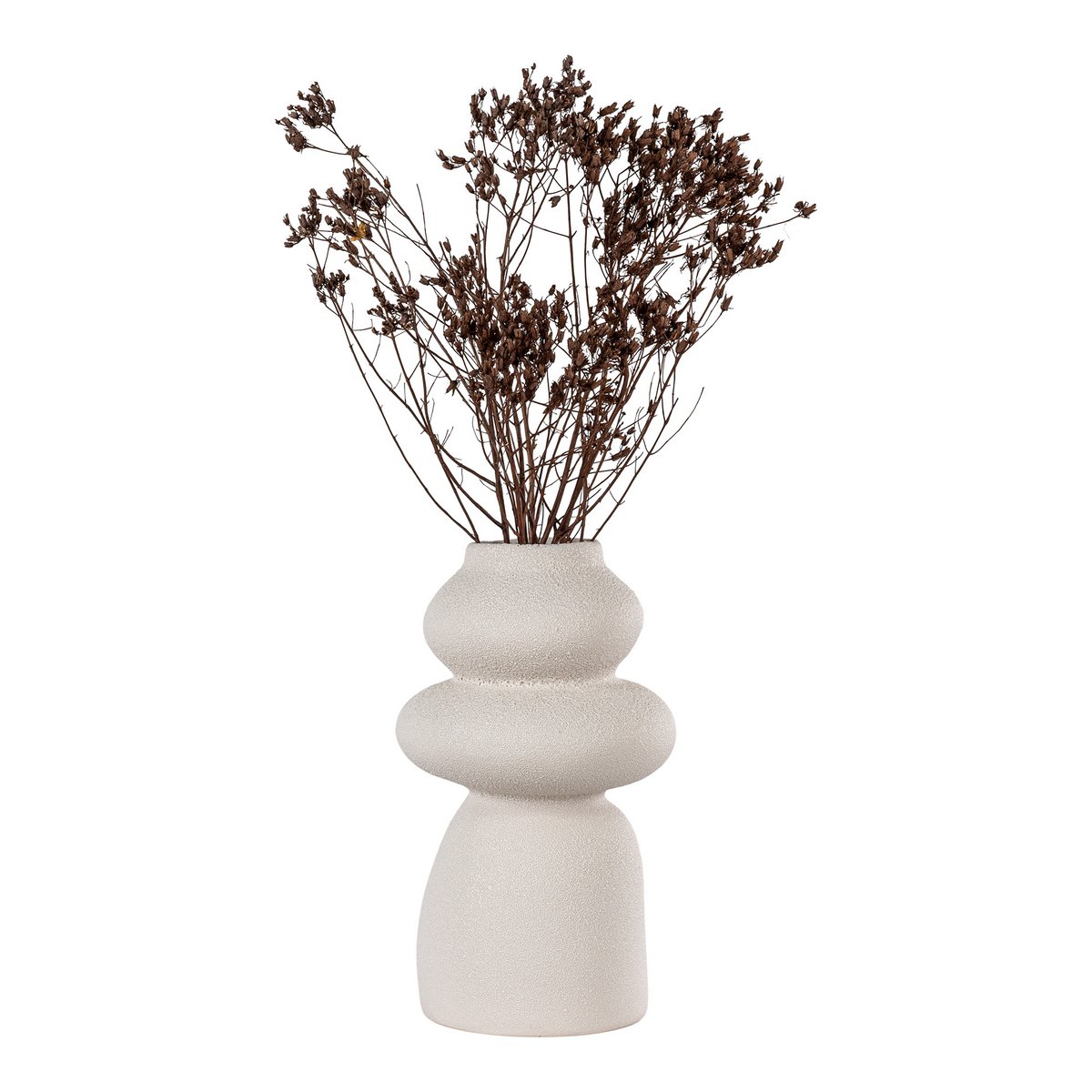 Vase - Beige, Steingut, Ø14,5x26,5 cm