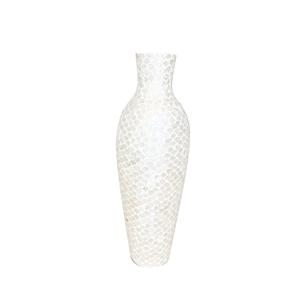 Perlweiße Vase 70 cm - Große Designer-Bodenvase von 4Decor