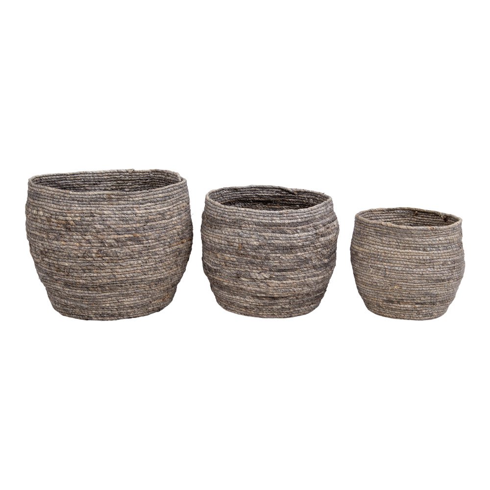 Tivoli-Körbe – Grau, Maisblatt, 33 x 33 x 30 cm – 3er-Set