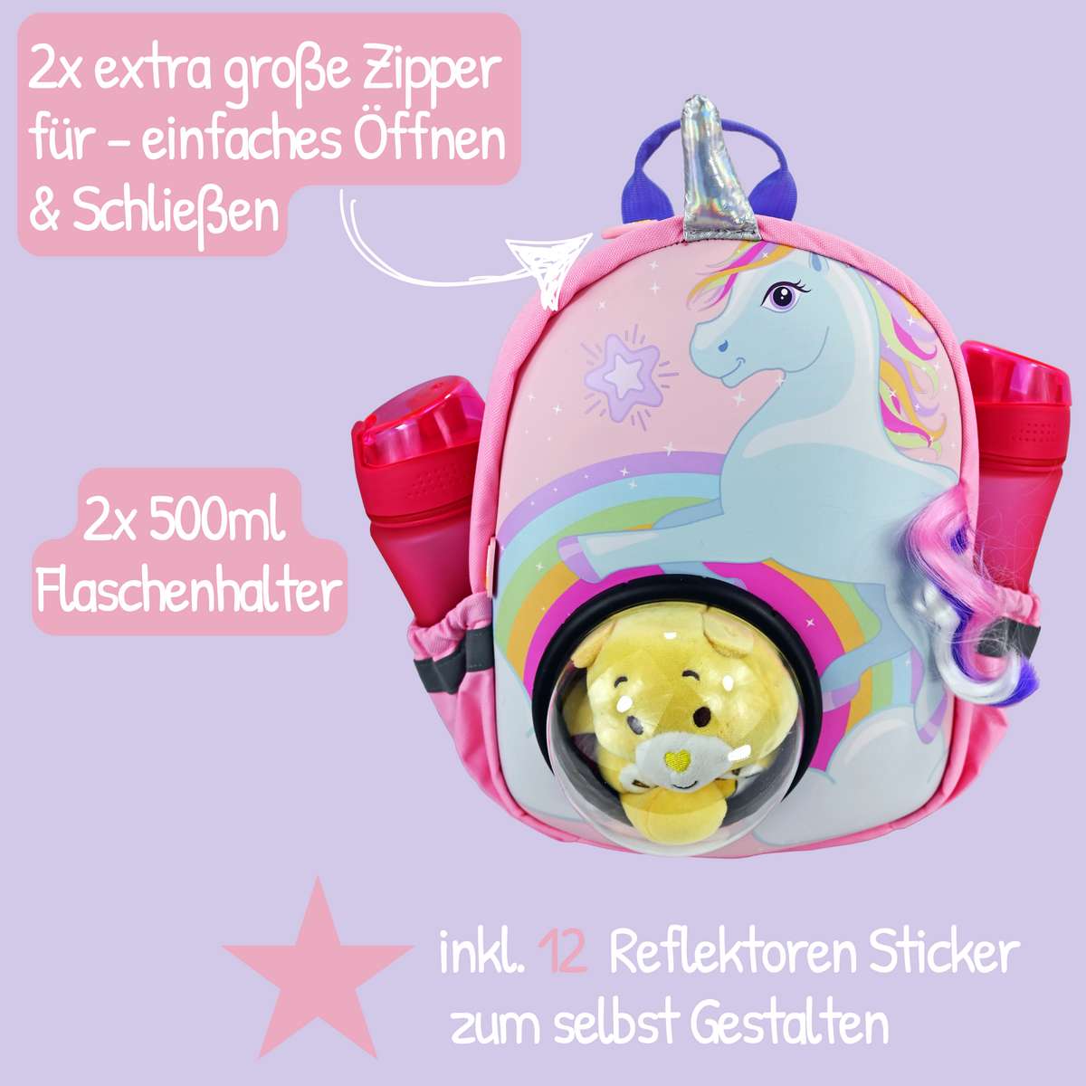 Rucksack mit Sichtfenster Einhorn