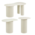 Beistelltisch Set Lux Off-White 3-teilig aus Eisen – Mica Decorations
