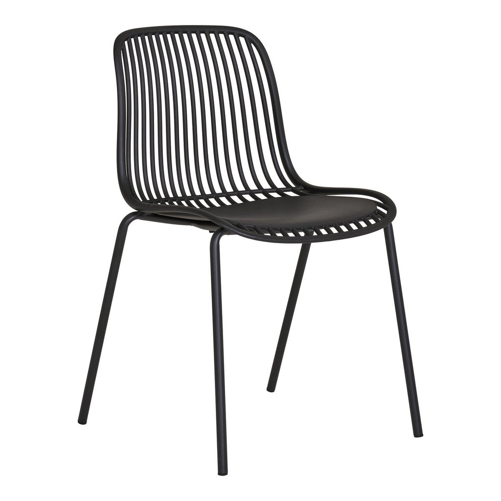 Branson Garden Stuhl - Schwarz, stapelbar, 55x46,5x82 cm - 4 -Set von 4