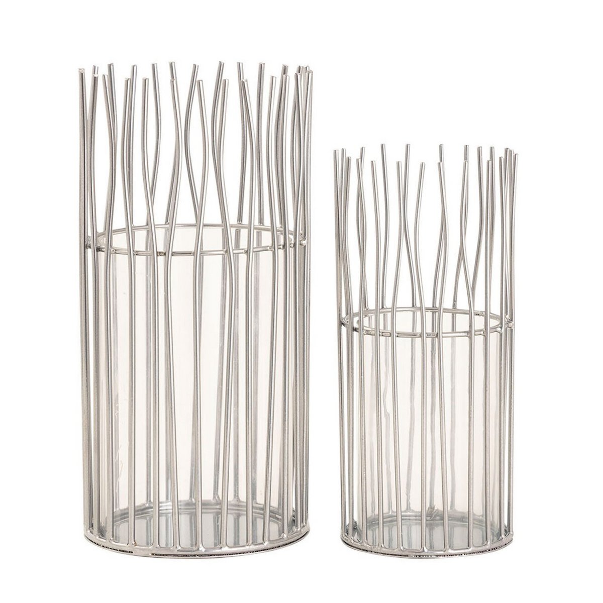 Kerzenhalter Set 2-teilig Teelichthalter Windlicht Loft schwarz o. silber Kerzenständer Windlichter