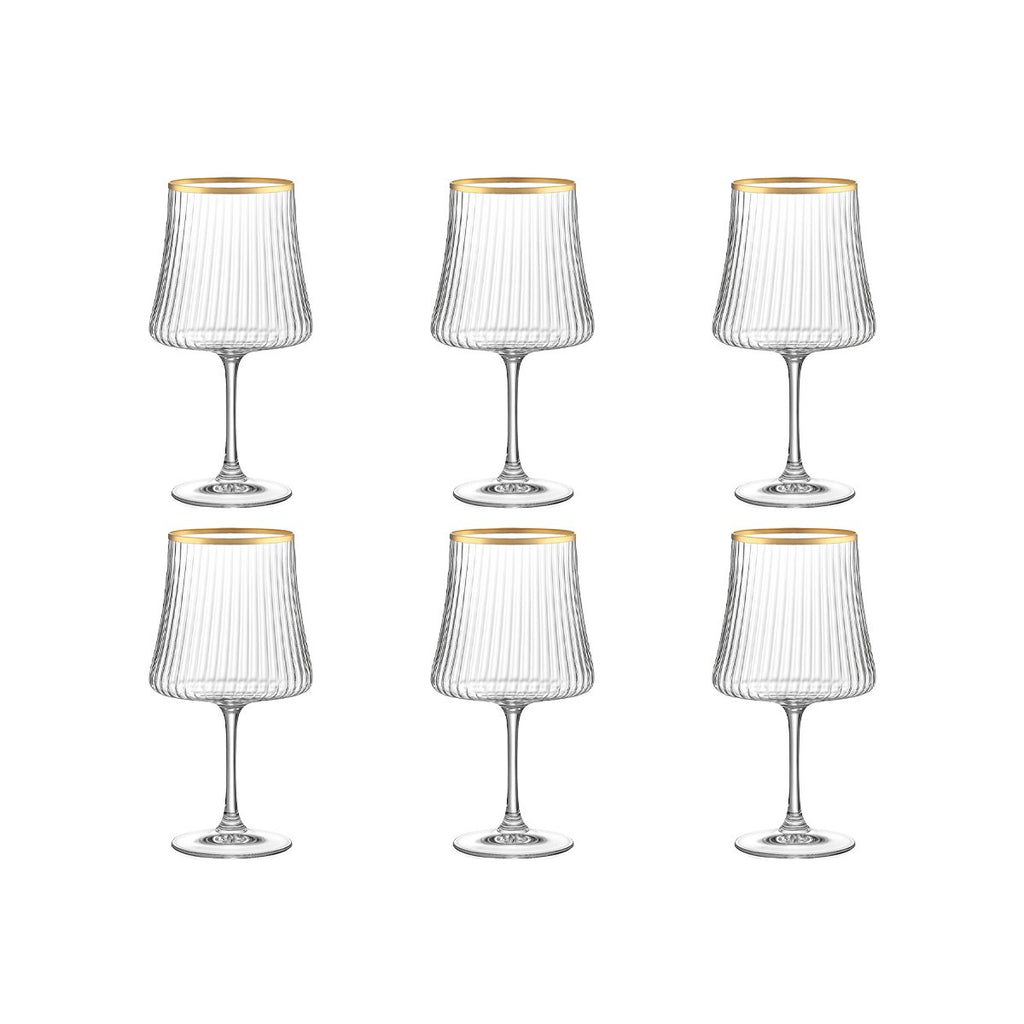 Weingläser Goldrand 360ml – 6er Set Marie Kollektion Aulica
