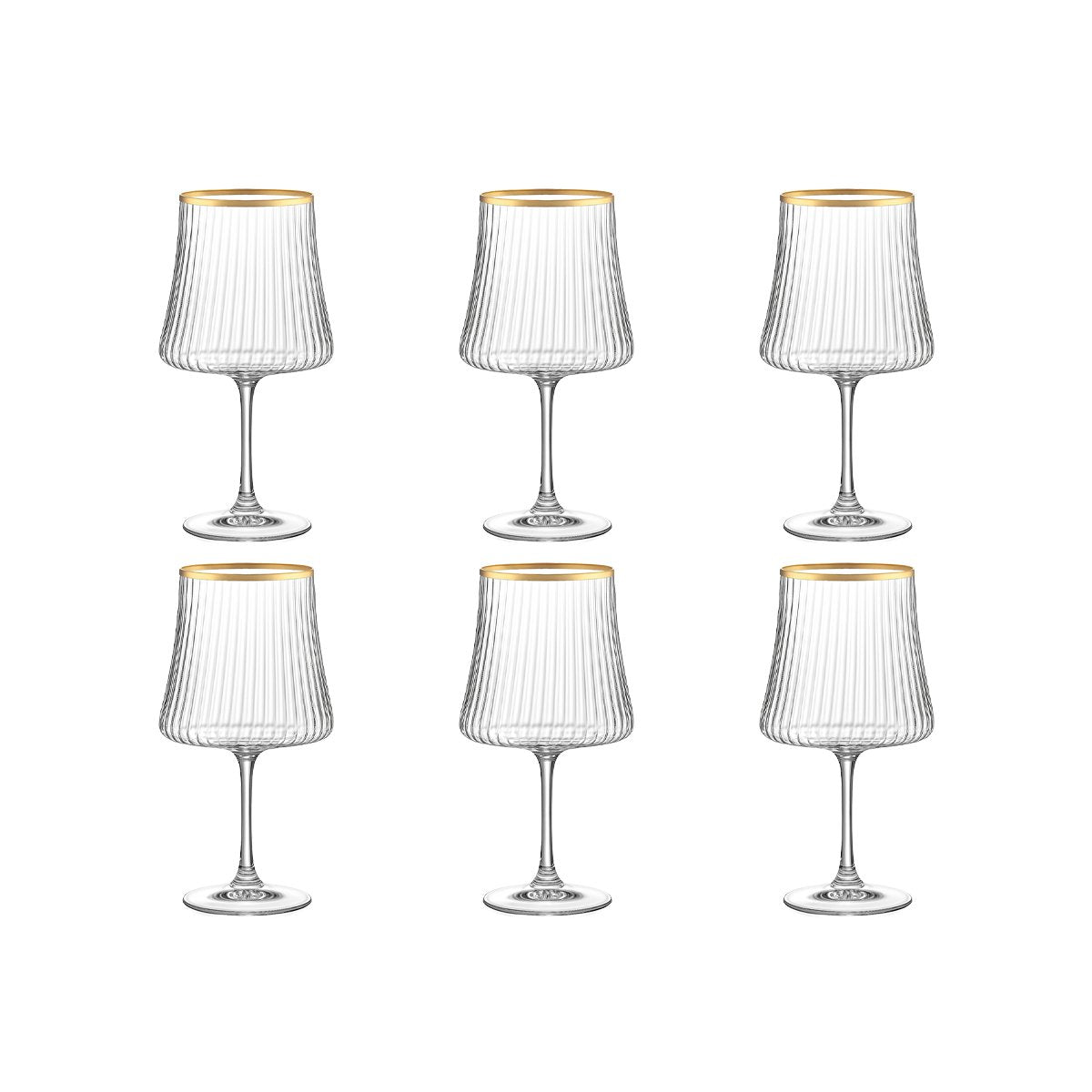Weingläser Goldrand 360ml – 6er Set Marie Kollektion Aulica