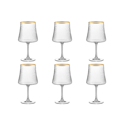Weingläser Goldrand 360ml – 6er Set Marie Kollektion Aulica