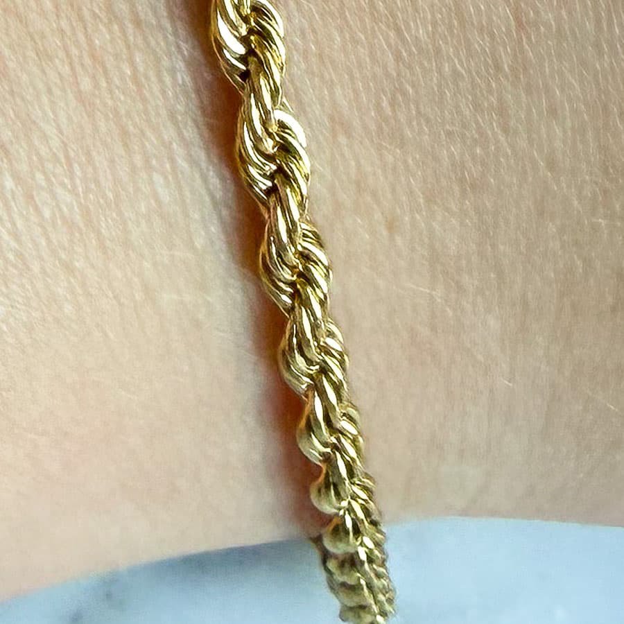 LOUIZ Goldfarbenes Kordelarmband | Edelstahl, 3 mm, 21,4 cm