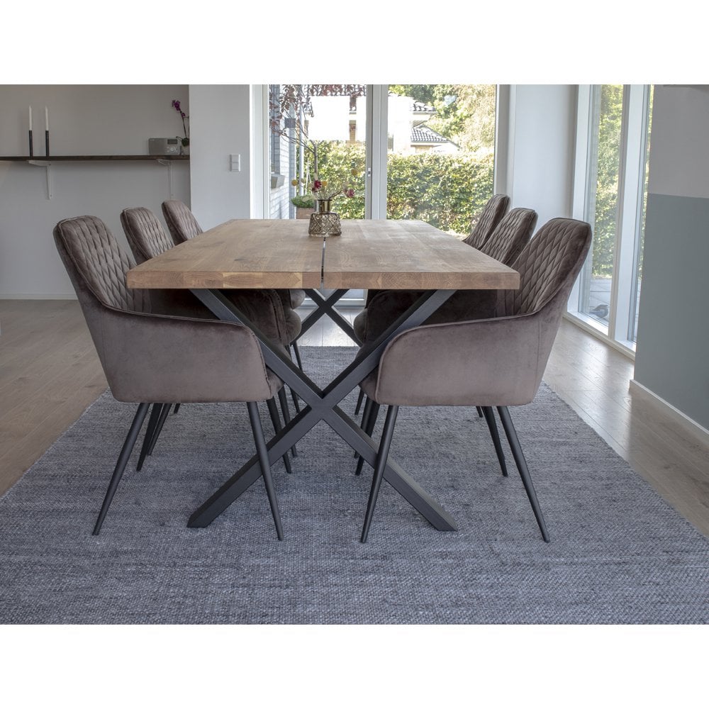 Harbo Esszimmerstuhl – Samt, Stahl, Hellbraun – 2er-Set