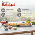 Teppanyaki Grillplatte XL Schwarz von alpina – 87 cm Elektro-Tischgrill mit Fettauffangschale
