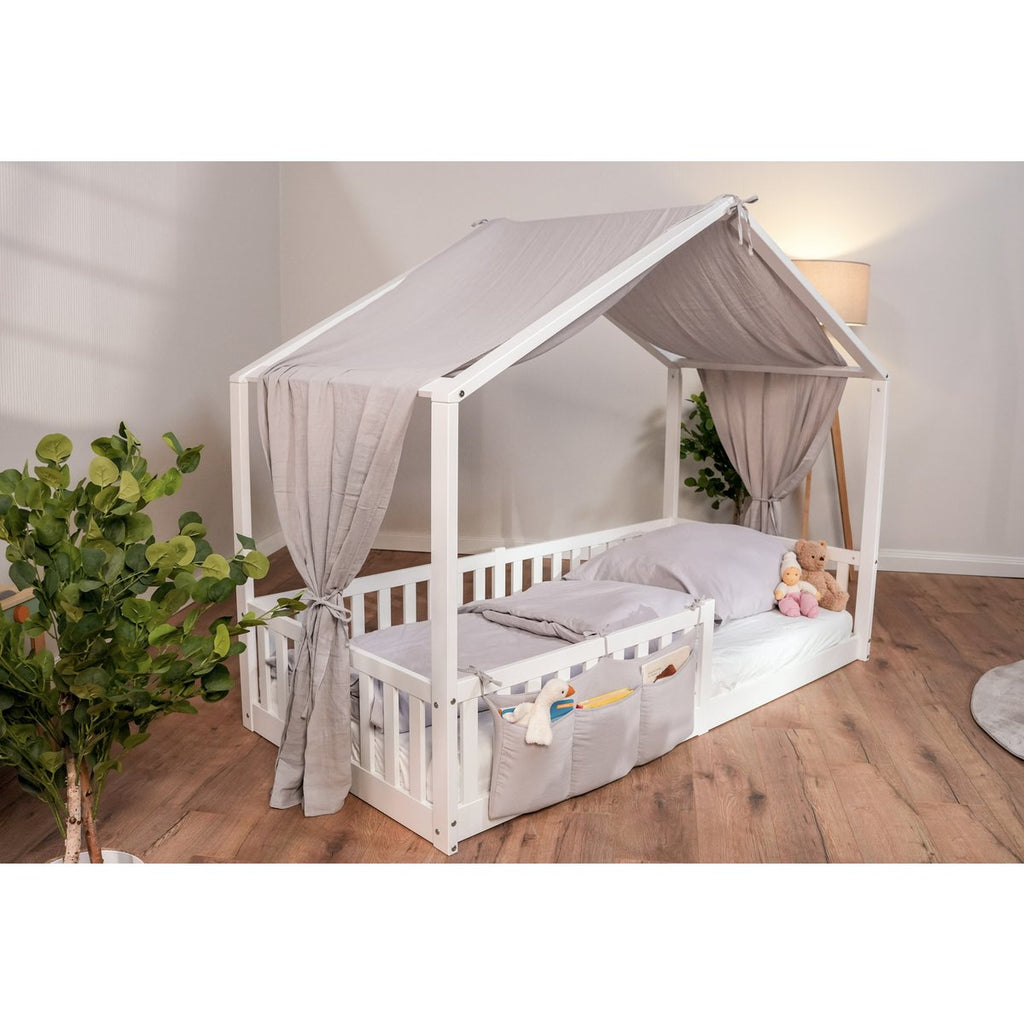 tiSsi® Baldachin Musselin für Hausbetten 90x200 cm grau