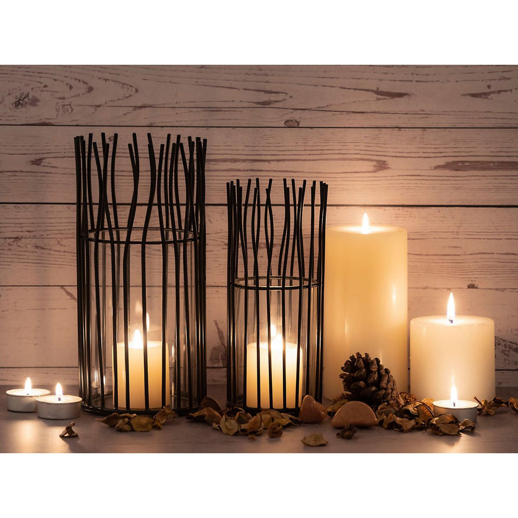 Kerzenhalter Set 2-teilig Teelichthalter Windlicht Loft schwarz o. silber Kerzenständer Windlichter