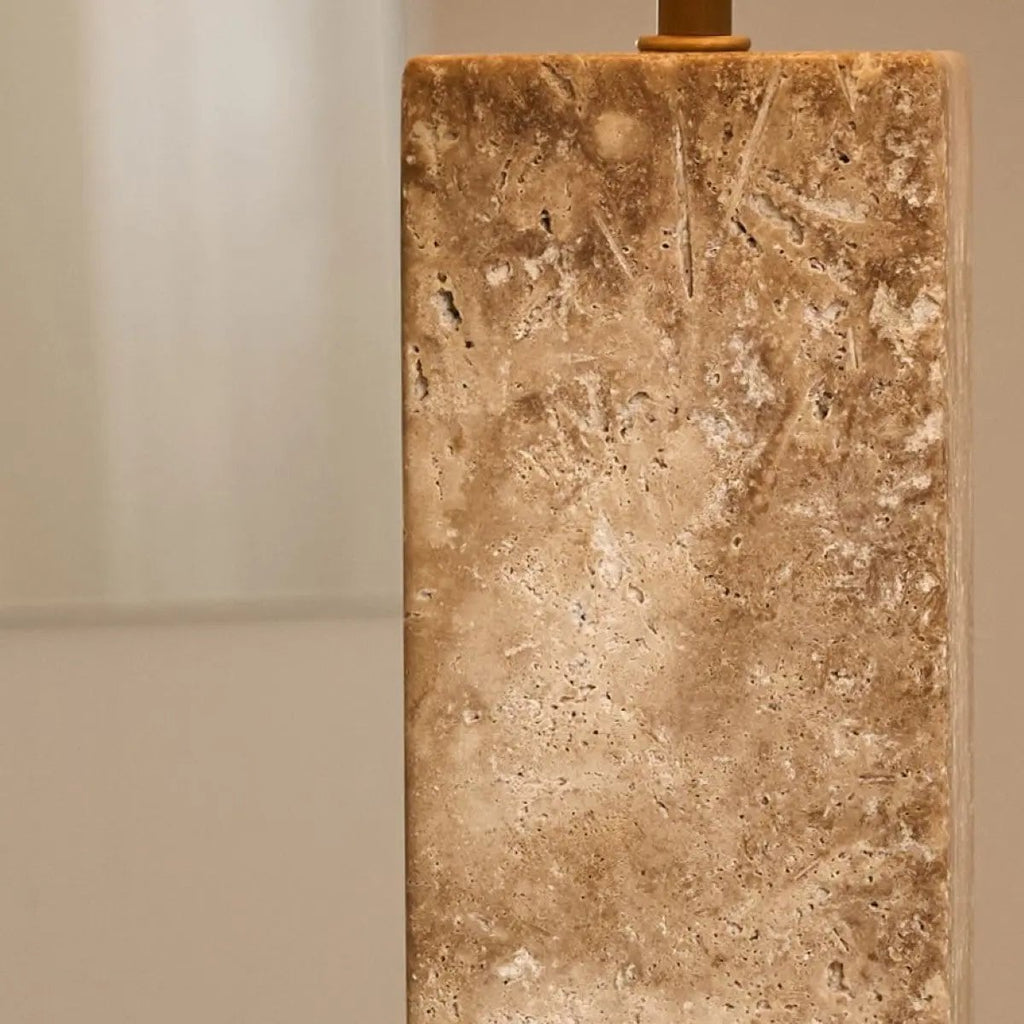 Rosie Travertinlampe | Baumwollschirm und elegantes Design H:49cm