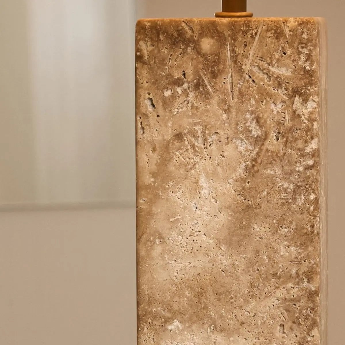 Rosie Travertinlampe | Baumwollschirm und elegantes Design H:49cm