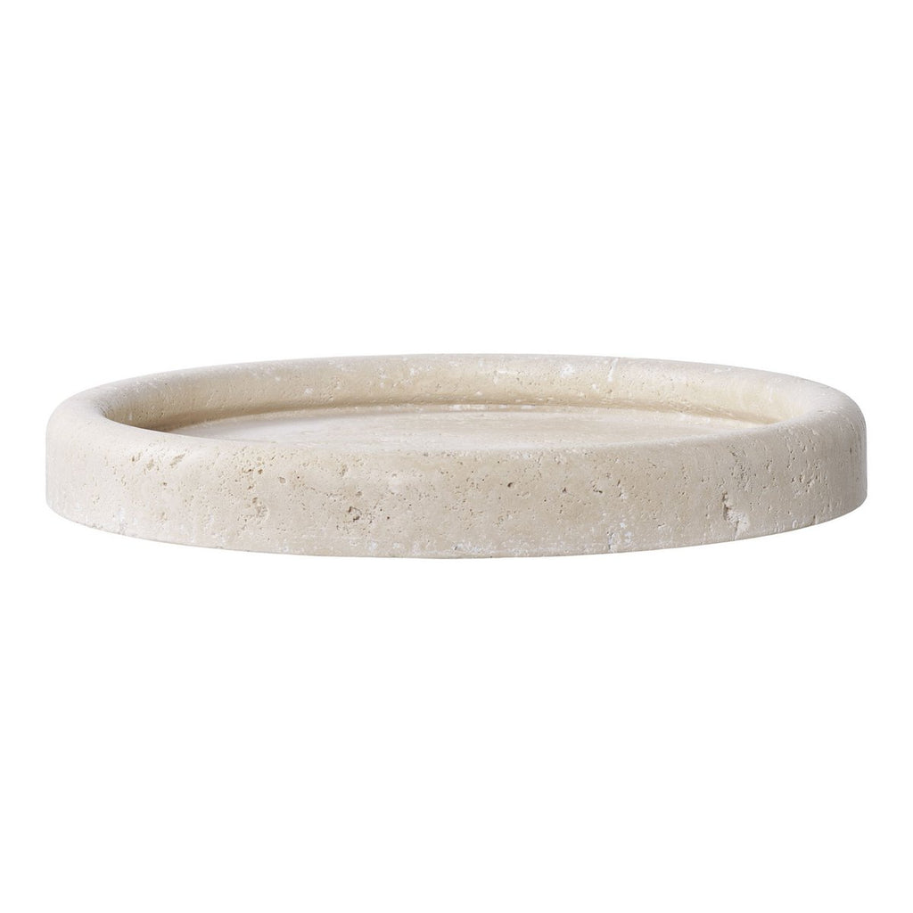 Tablett aus Travertin – Natur, Ø25,5 cm, Beige