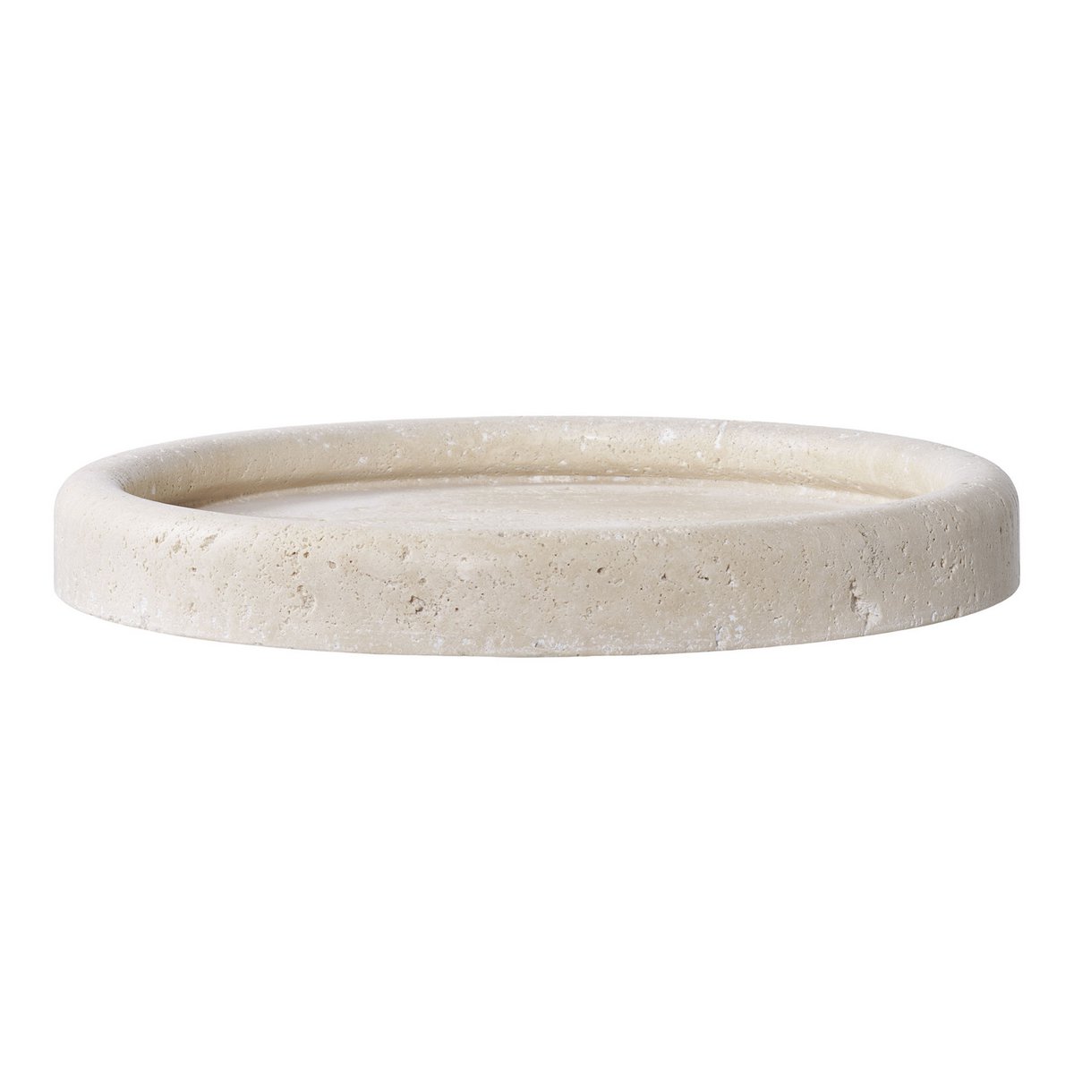 Tablett aus Travertin – Natur, Ø25,5 cm, Beige