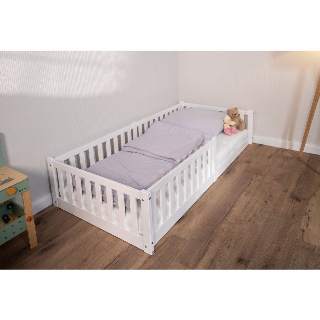 tiSsi® Bodenbett / Hausbett ENNO 90x200 cm Buche WEISS inkl. opt. Dach