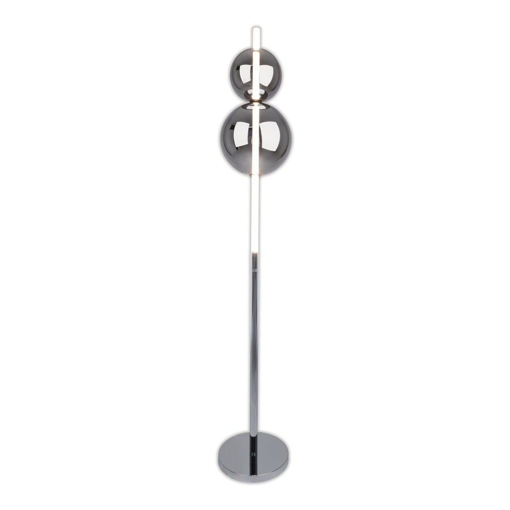 LED Stehleuchte "NOVA" Stehlampe mit Dimmfunktion aus chromfarbenem Metall, Kunststoff und Rauchglas, mit fest verbauten LEDs , ca 150 cm hoch