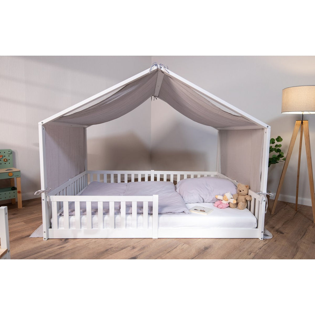 tiSsi® Baldachin Musselin für Hausbetten 120-140x200 cm grau