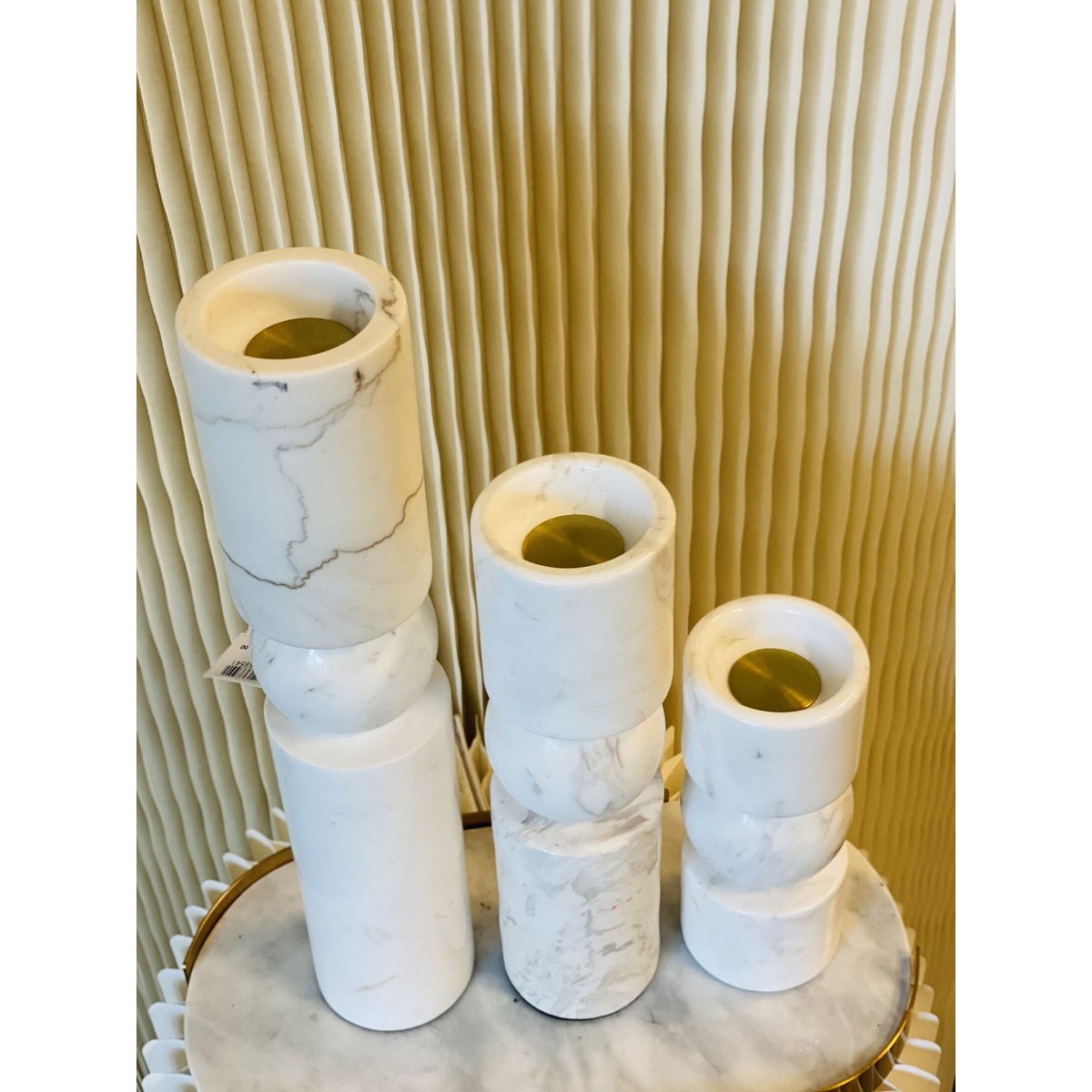 Marmor Kerzenhalter Weiß | Luxuriöser Teelichthalter aus echtem Marmor | H19,5 cm