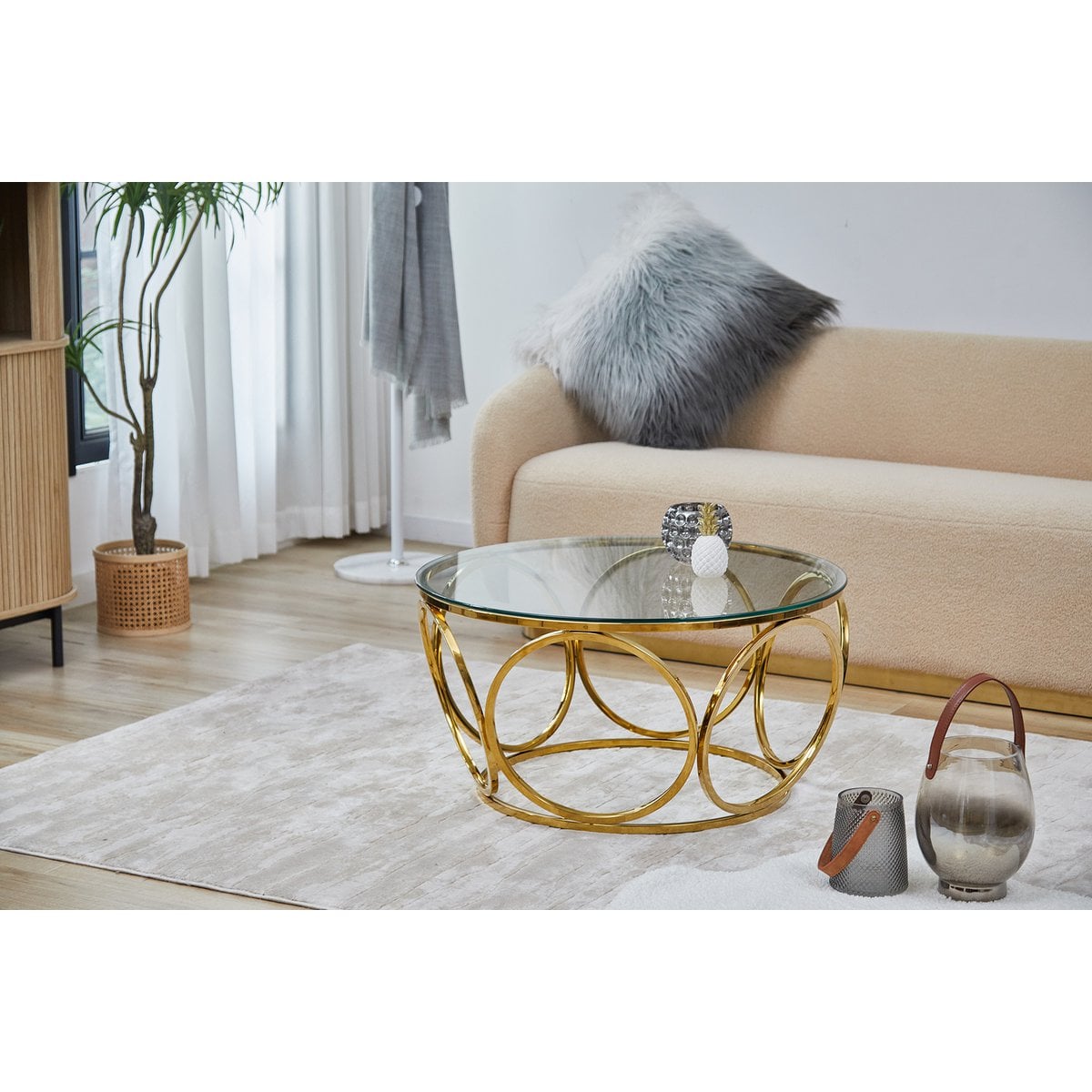Couchtisch Ø 80 cm Gold/Klarglas