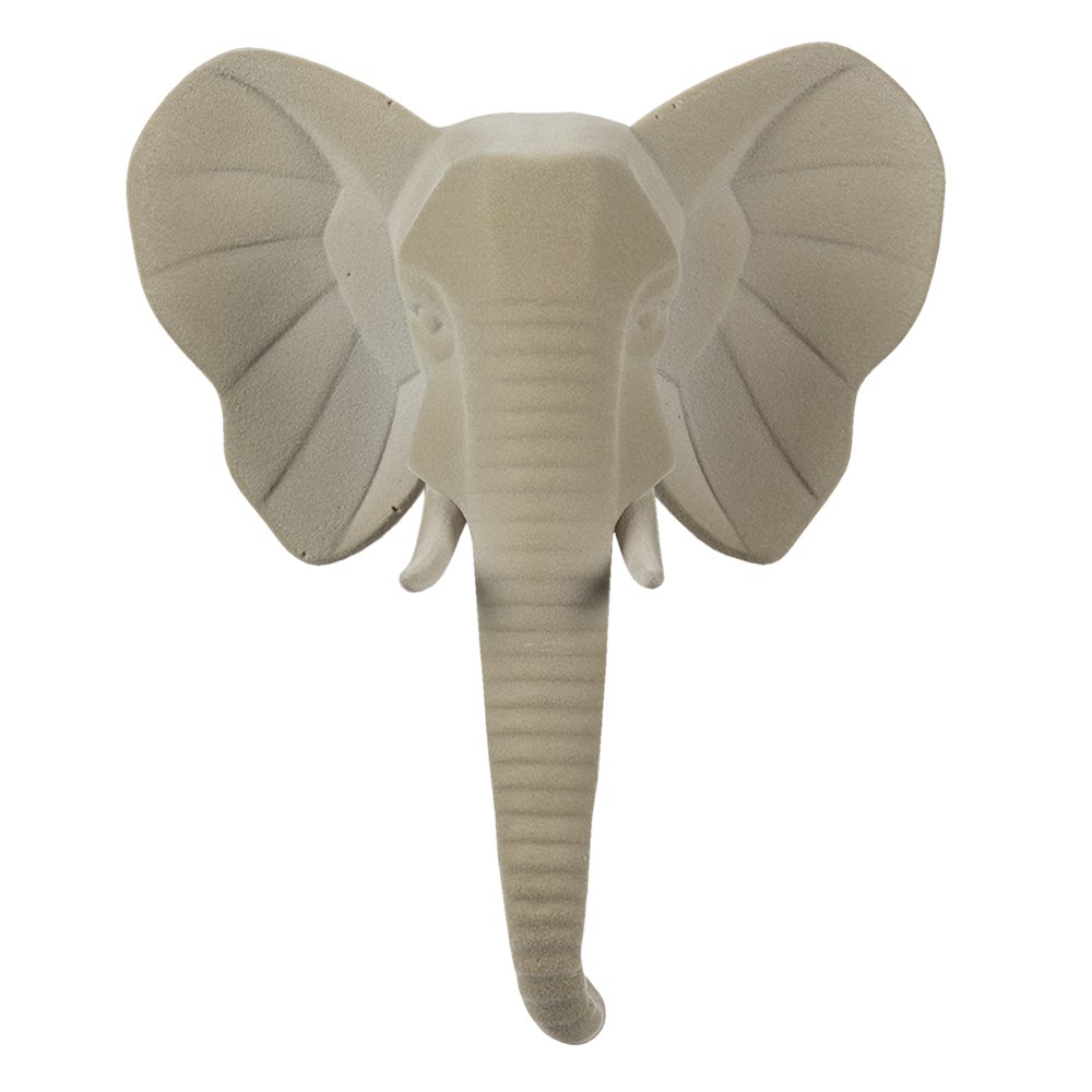 Elefant Wanddekoration Beige Clayre & Eef – Seitenansicht
