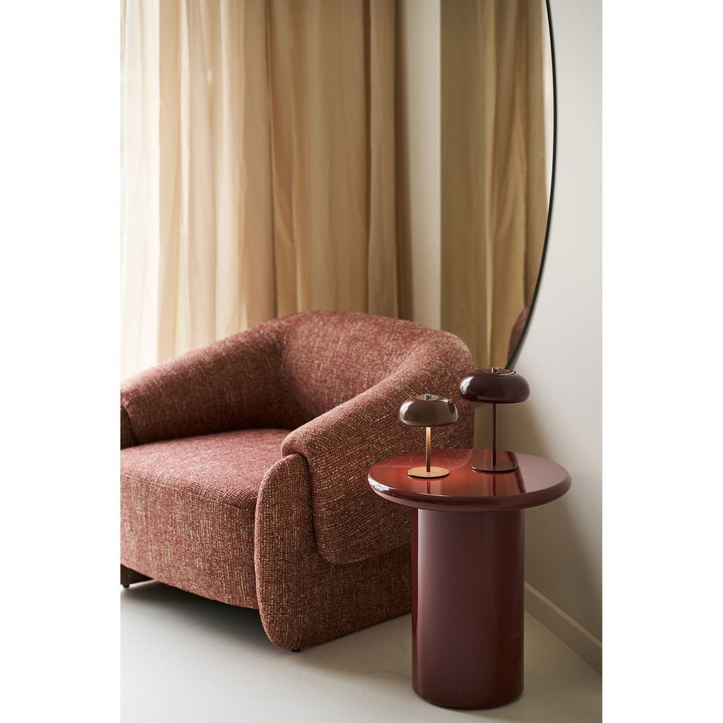 Margate Table lamp, metal, rechargeable, brown, ø13 cm