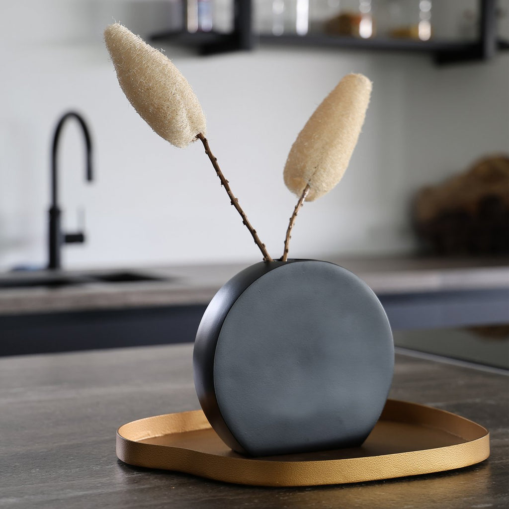 Designer Vase Ovalle in Schwarz - elegante Metall-Vase