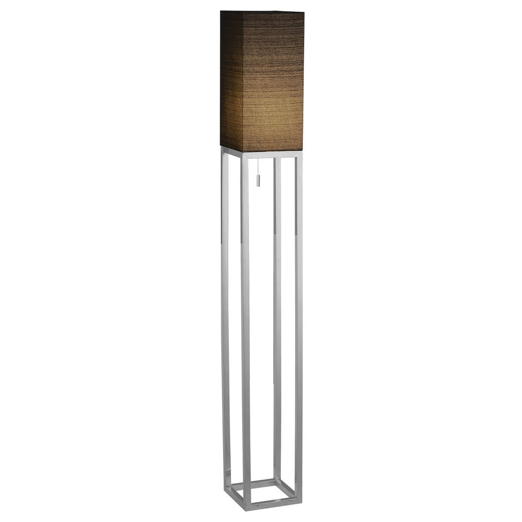 Stehleuchte "ALFA", moderne Stehlampe aus Metall und Textil in Chrom/Dunkelgrau, mit E27-Fassung, 150,5 cm hoch, schicke Lampe für Diele, Wohnzimmer und Büro