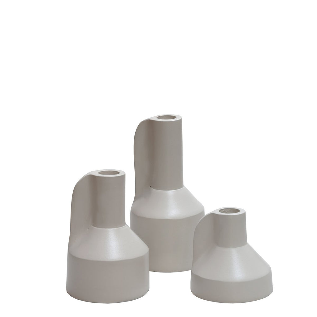 Kaarshouder – Alota Elfenbein Ø9 x H17/13/9 cm – Set von 3