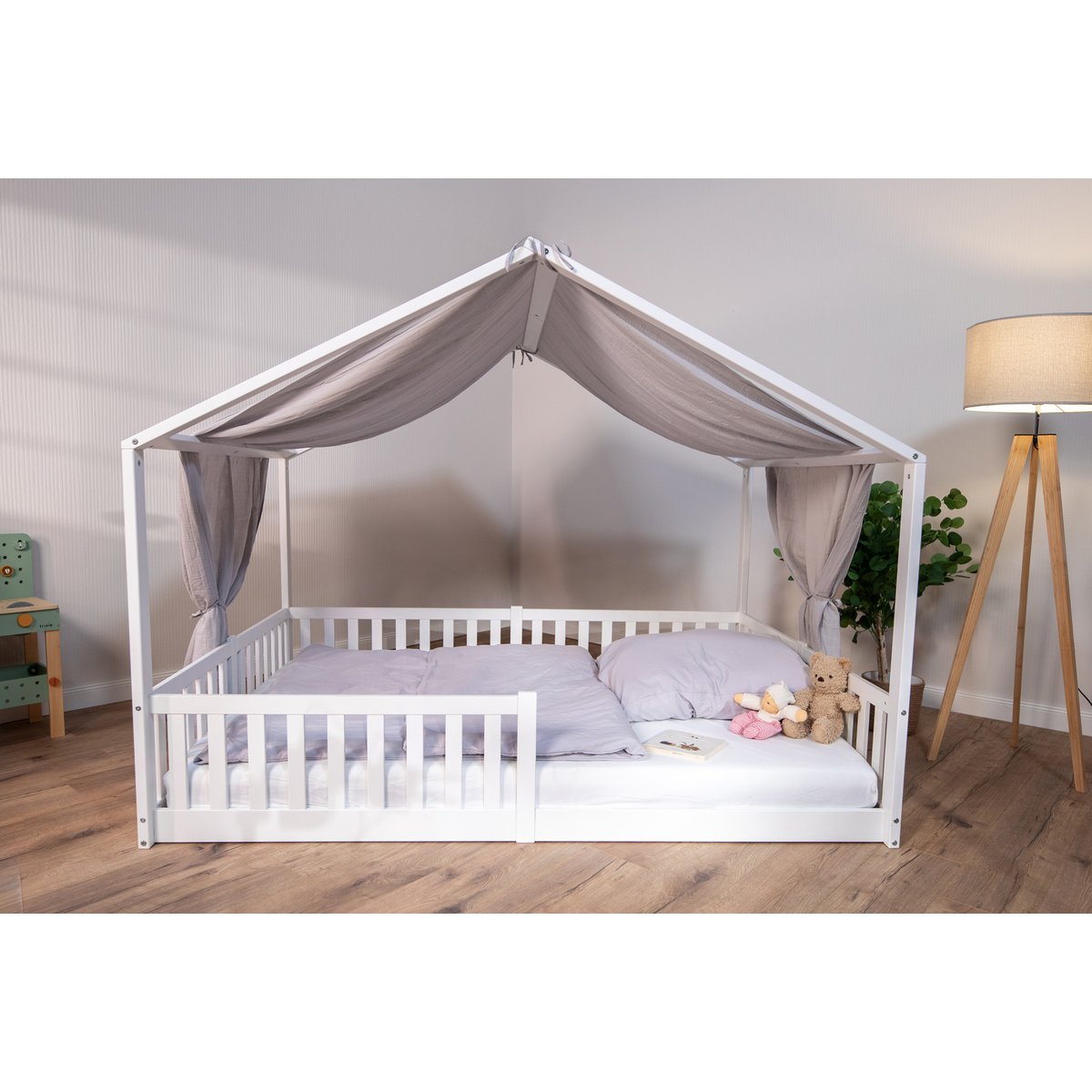 tiSsi® Baldachin Musselin für Hausbetten 120-140x200 cm grau
