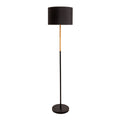 Textil-Stehleuchte "TESSILE", Stehlampe aus Metall, Gummibaumholz und Stoff in Schwarz, und Natur, E27-Fassung, 126 cm hoch