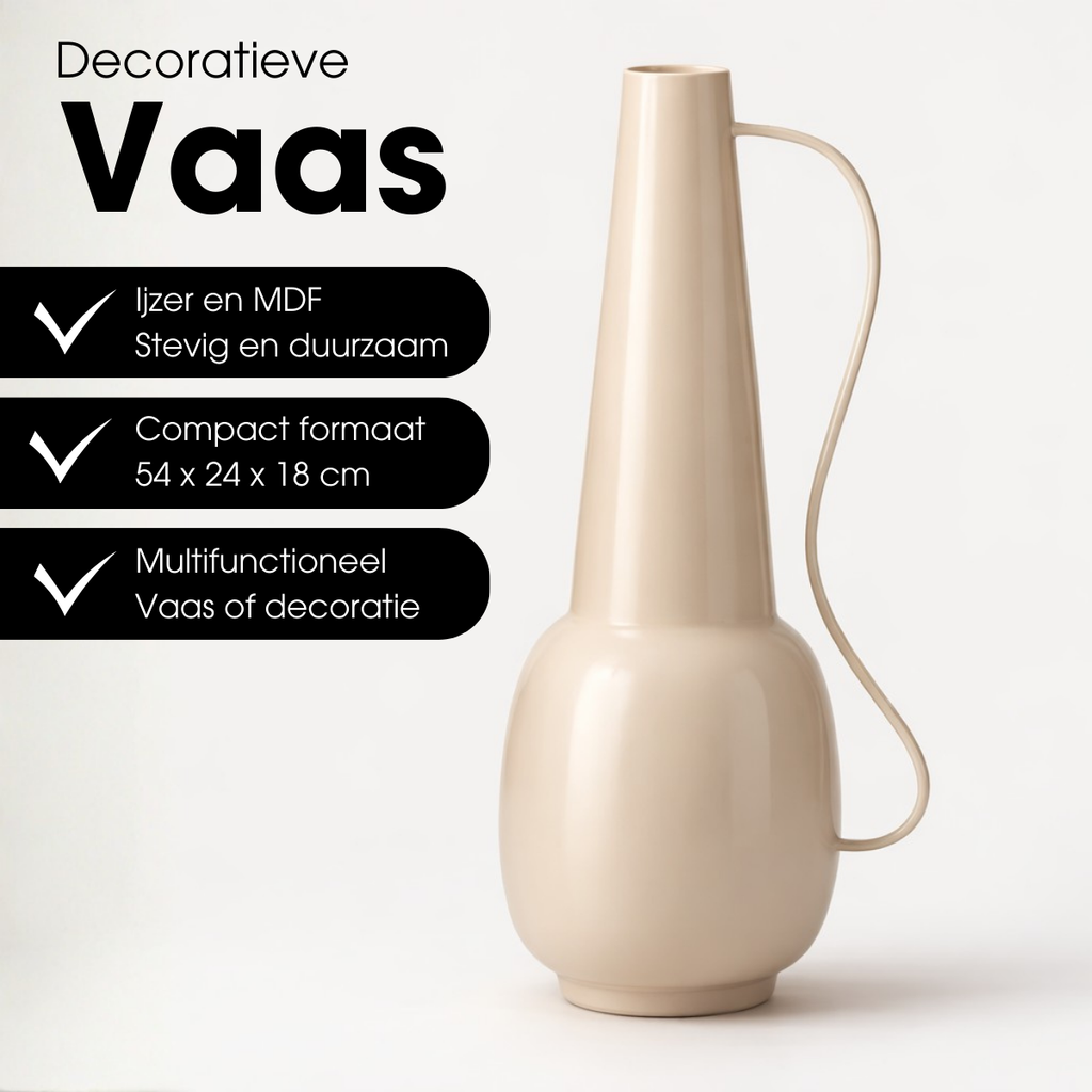 Große Vase cremeweiß 54cm – ideal für Kunstblumen und Zweige