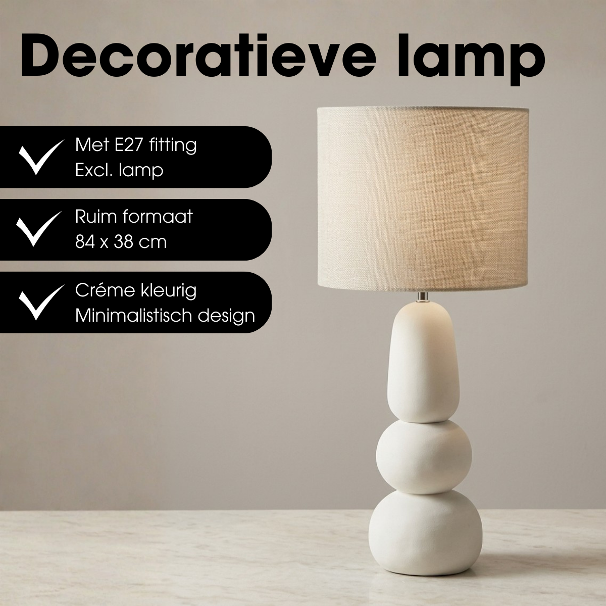 Tischlampe Menko Creme