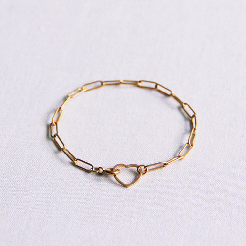 D-Kettenarmband mit offenem Herzen-Gold