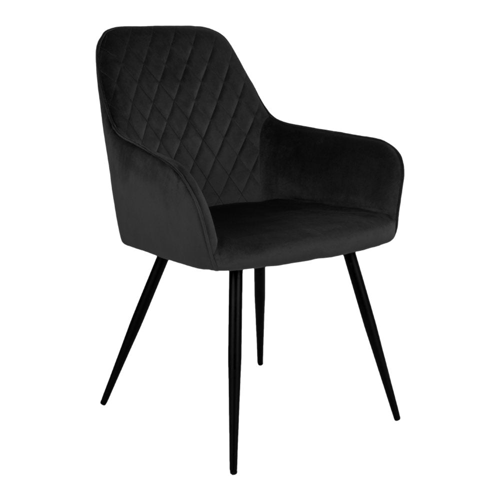Harbo Esszimmerstuhl – Samt, Stahl, Schwarz – 2er-Set