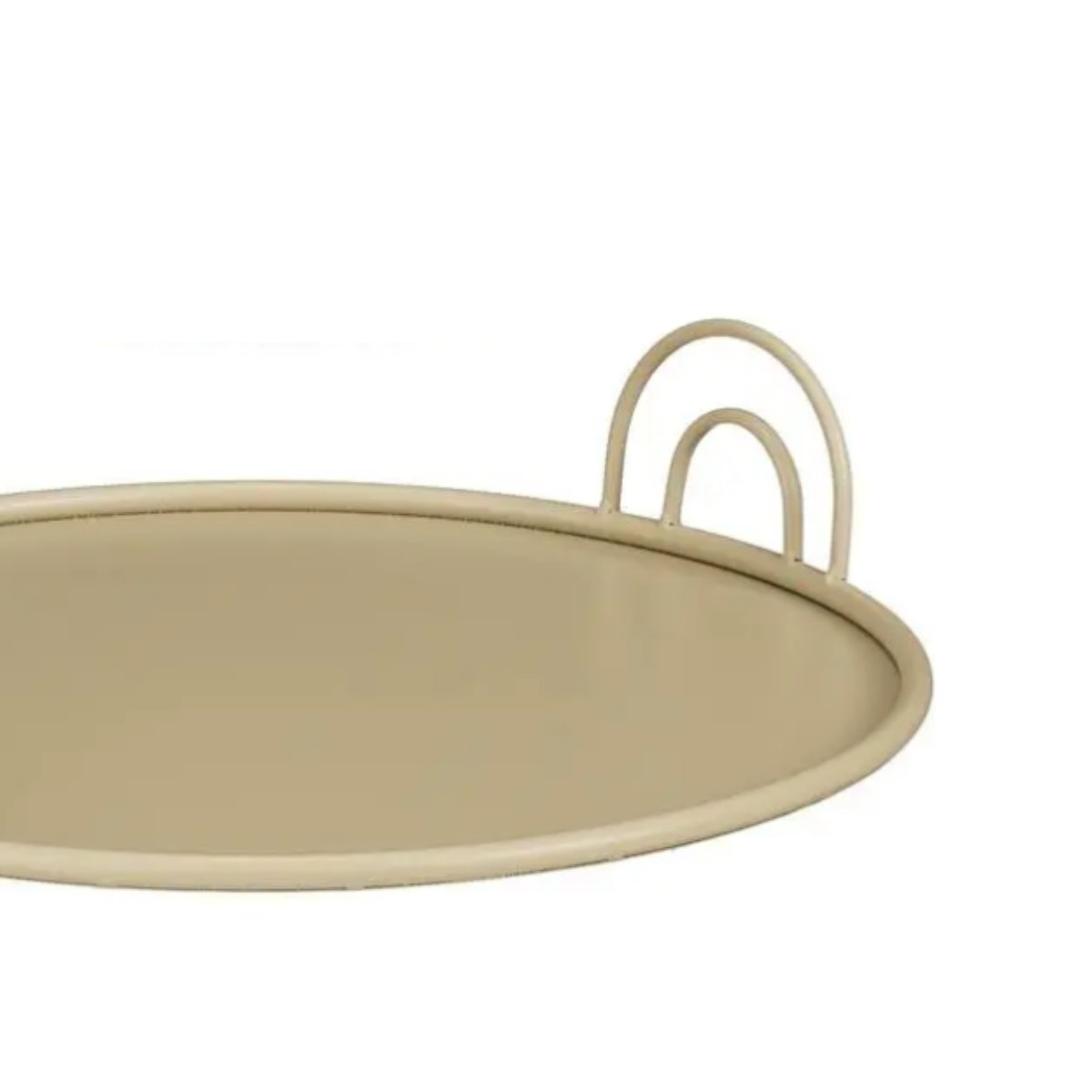 Rundes Deko-Tablett Beige mit Griff – Wohnzimmer Styling