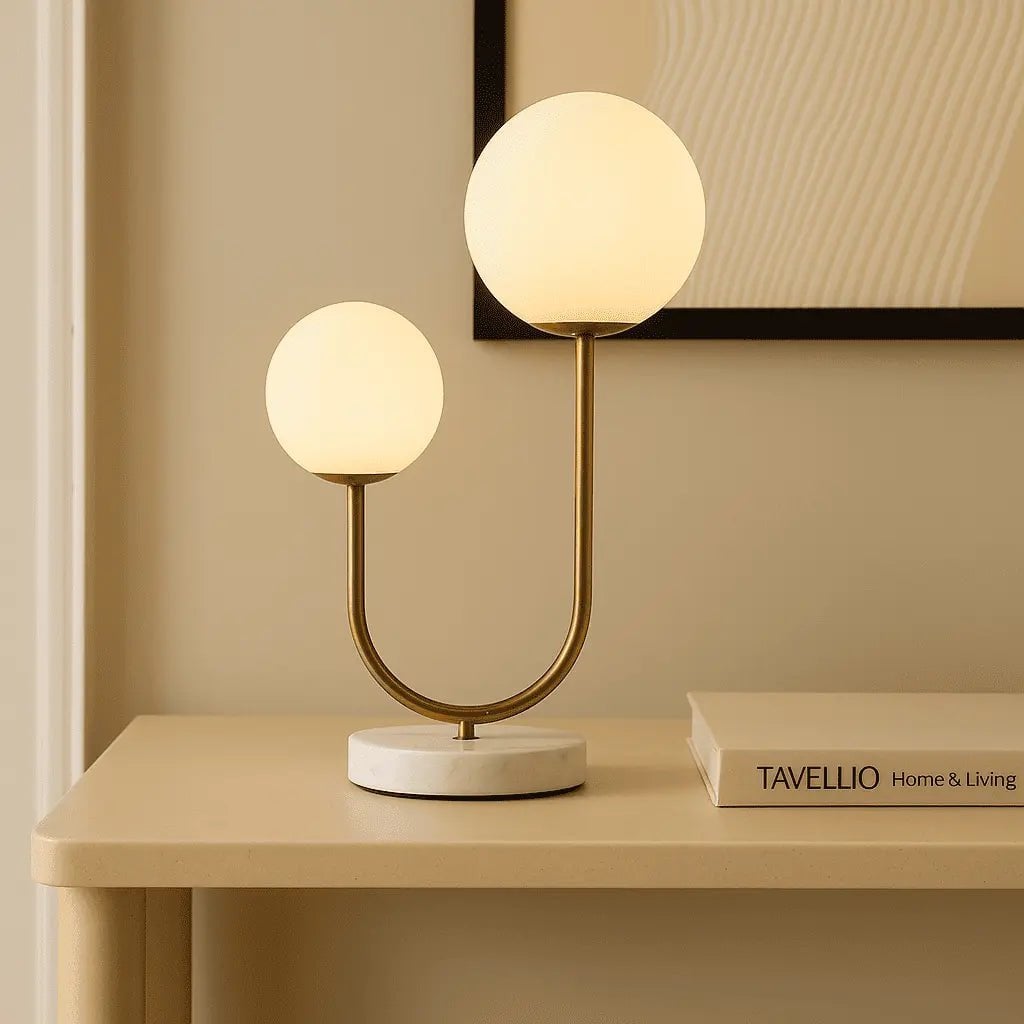 Giorgia Elegante Marmorlampe | Glühbirnen aus Milchglas und Lampe mit Kabel