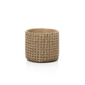 Rattan Übertopf M in Natur mit Beton-Flechtoptik, Frontansicht