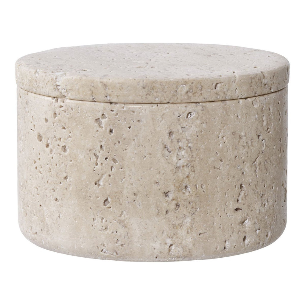 Travertin Vorratsdose Natur Ø10x6,5 cm - Elegante Designer-Dose