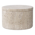 Travertin Vorratsdose Natur Ø10x6,5 cm - Elegante Designer-Dose