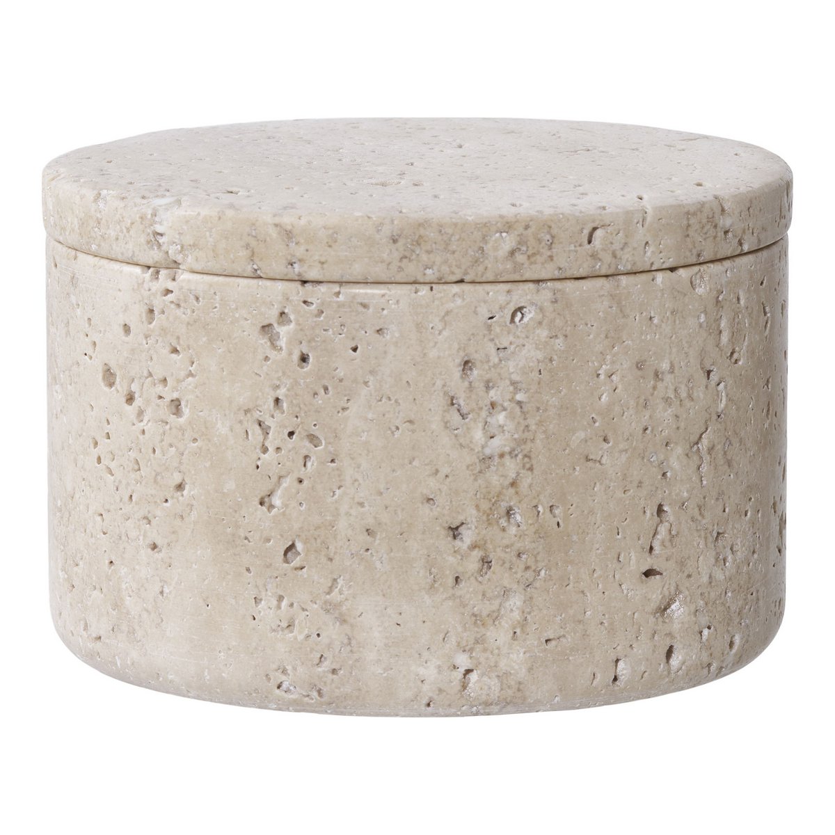 Travertin Vorratsdose Natur Ø10x6,5 cm - Elegante Designer-Dose