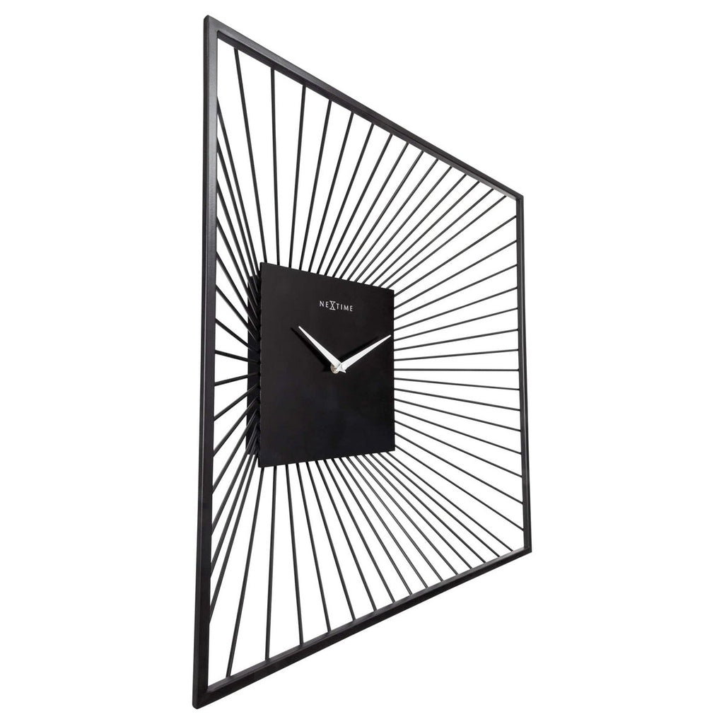 Wanduhr 45x45x15cm - Lautlos - Schwarz - Metall - "Vasco Square"