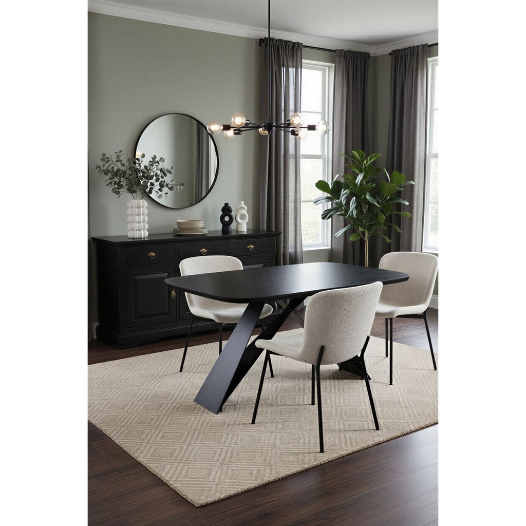 Esstisch 240x100 cm, Platte Mango massiv, Cross Base Metallgestell schwarz
