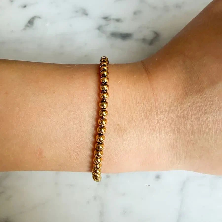 LOUIZ Goldperlenarmband 4 mm