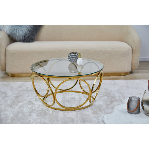 Couchtisch Ø 80 cm Gold/Klarglas