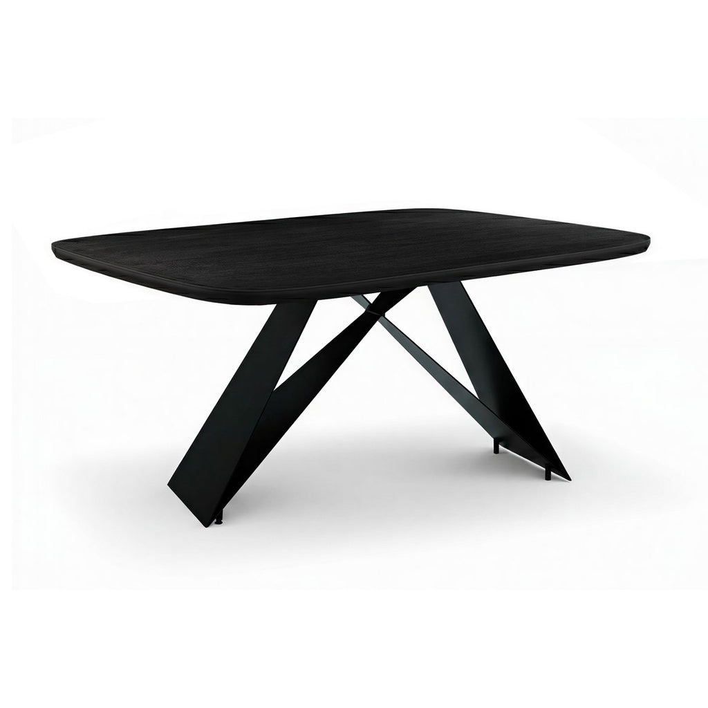 Esstisch 240x100 cm, Platte Mango massiv, Cross Base Metallgestell schwarz