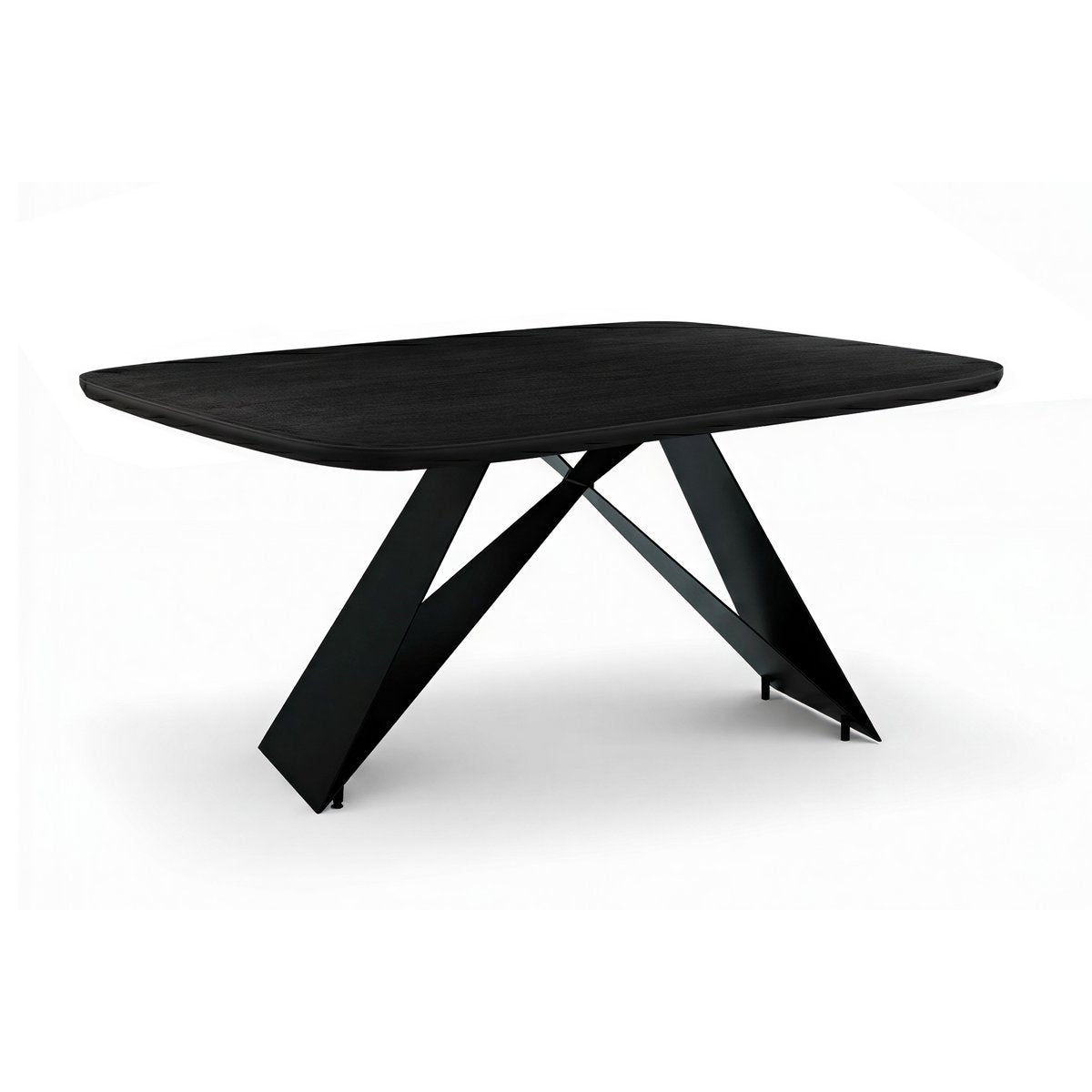 Esstisch 240x100 cm, Platte Mango massiv, Cross Base Metallgestell schwarz