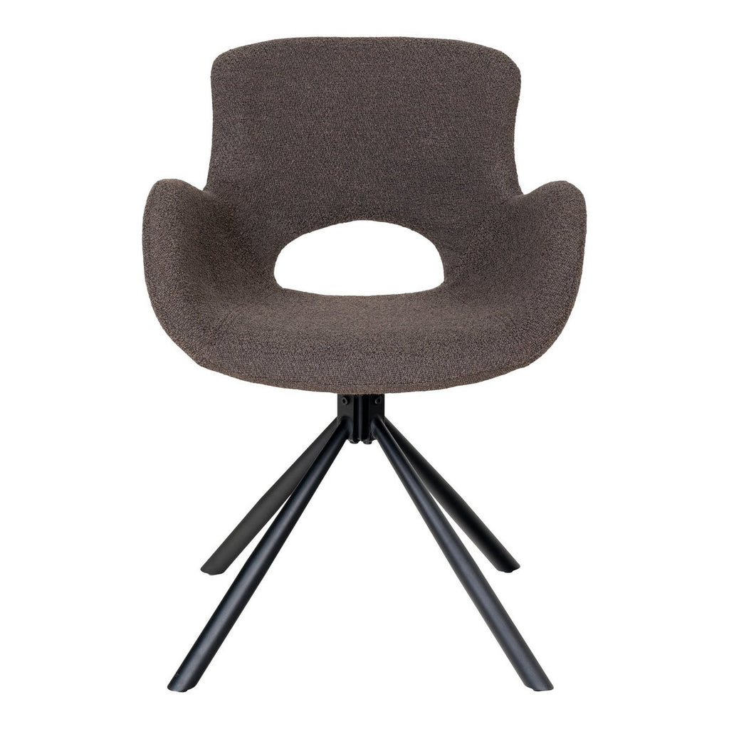 Amorim Esszimmerstuhl – Mushroom Bouclé, schwarzes Drehgestell – 2er-Set